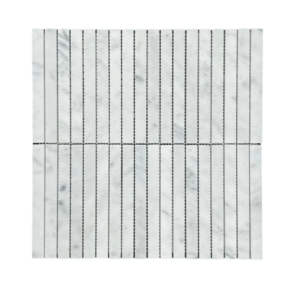 Stack Carrara White Honed Chip Size 15x150x7mm Sheet Size 298x305mm